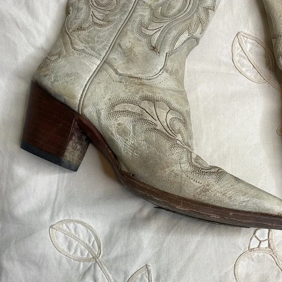 Dan Post El Paso western distressed pointed to leather cowboy boots - Picture 2 of 8